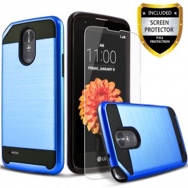 LG Stylo 3 Case, LG Stylo 3 Plus Case, 2-Piece Style Hybrid Shockproof Hard Case Cover with [ Premium Screen Protector] And Circlemalls Stylus Pen (Blue)